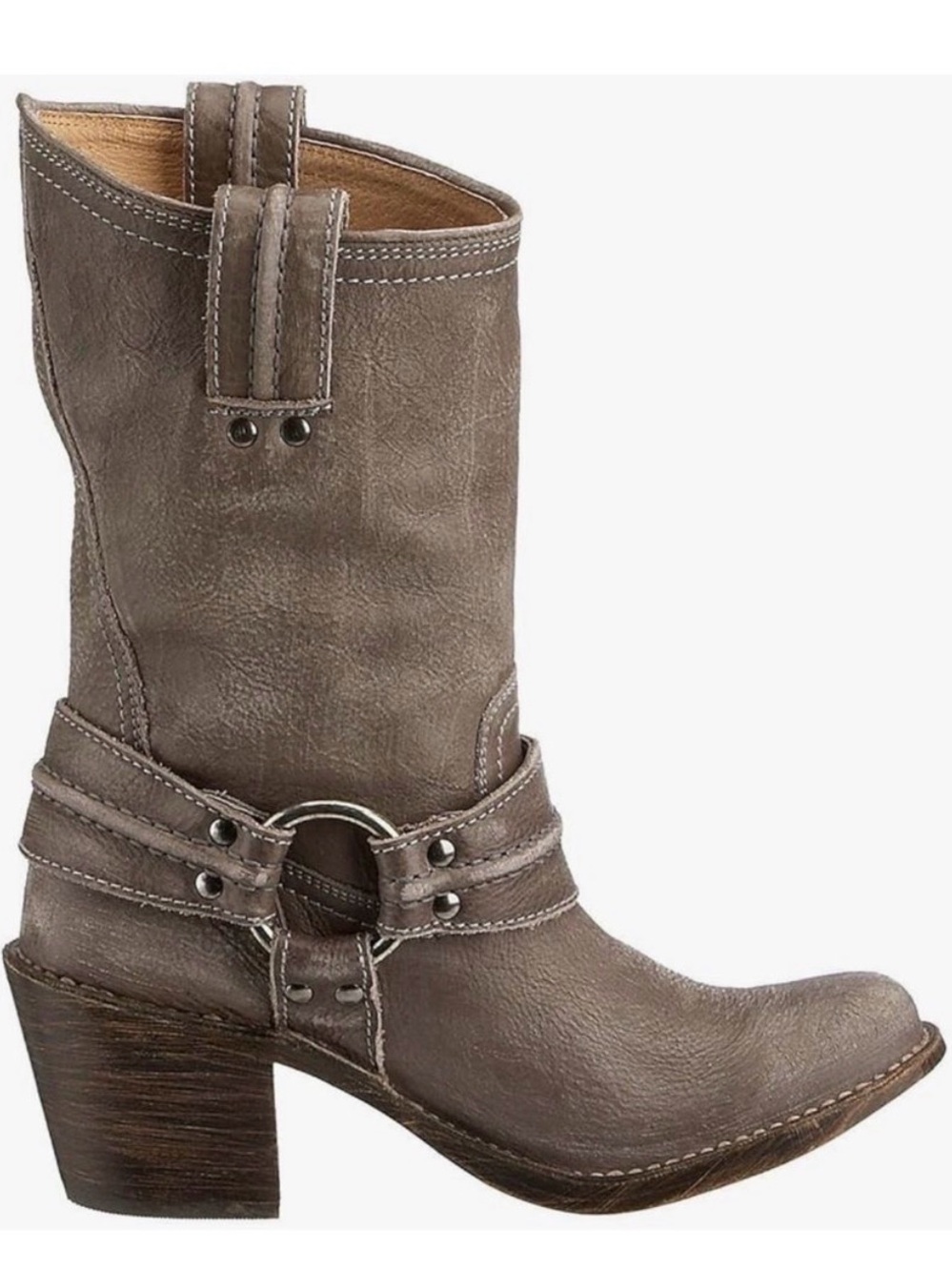 Frye Carmen Mid-Calf Harness Boots, Women’s Size 7 Greige Color Heeled Boots